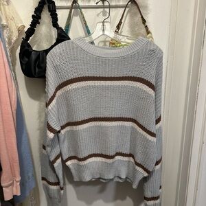 Rue21 Blue and Brown Striped Sweater